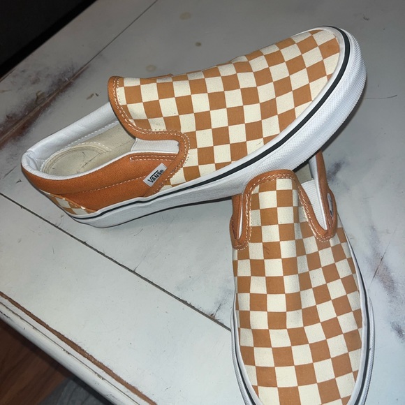 Vans Shoes - Vans Orange and Cream Slip-On Shoes